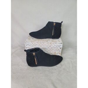 MaxMuxun  Black Quilted Ankle Boots Flats Smart Casual Tassel Booties Size 10